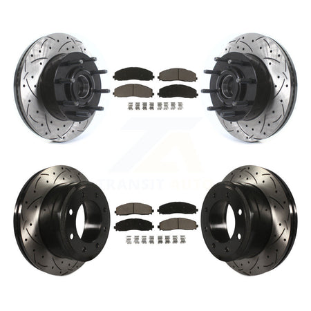Front Rear Drilled Slot Disc Brake Rotors Ceramic Pad Kit For Ford F-350 Super Duty F-250 KDC-101035