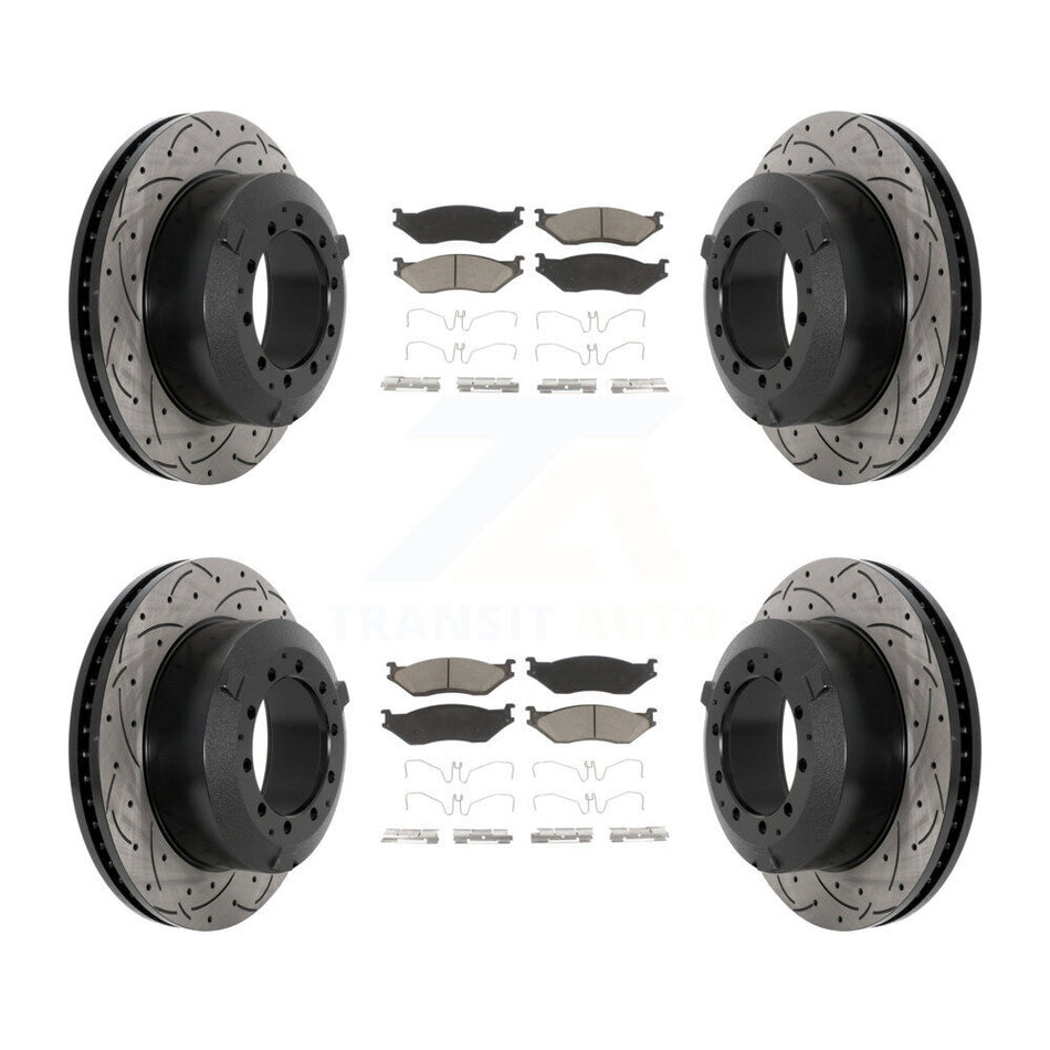Front Rear Drilled Slot Brake Rotor Ceramic Pad Kit For International TerraStar IC AE Bus KDC-101051