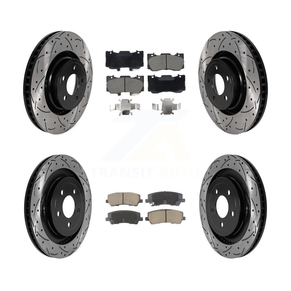 Front Rear Drill Slot Brake Rotors Ceramic Pad Kit For Ford Mustang Without Brembo Brakes KDC-101058