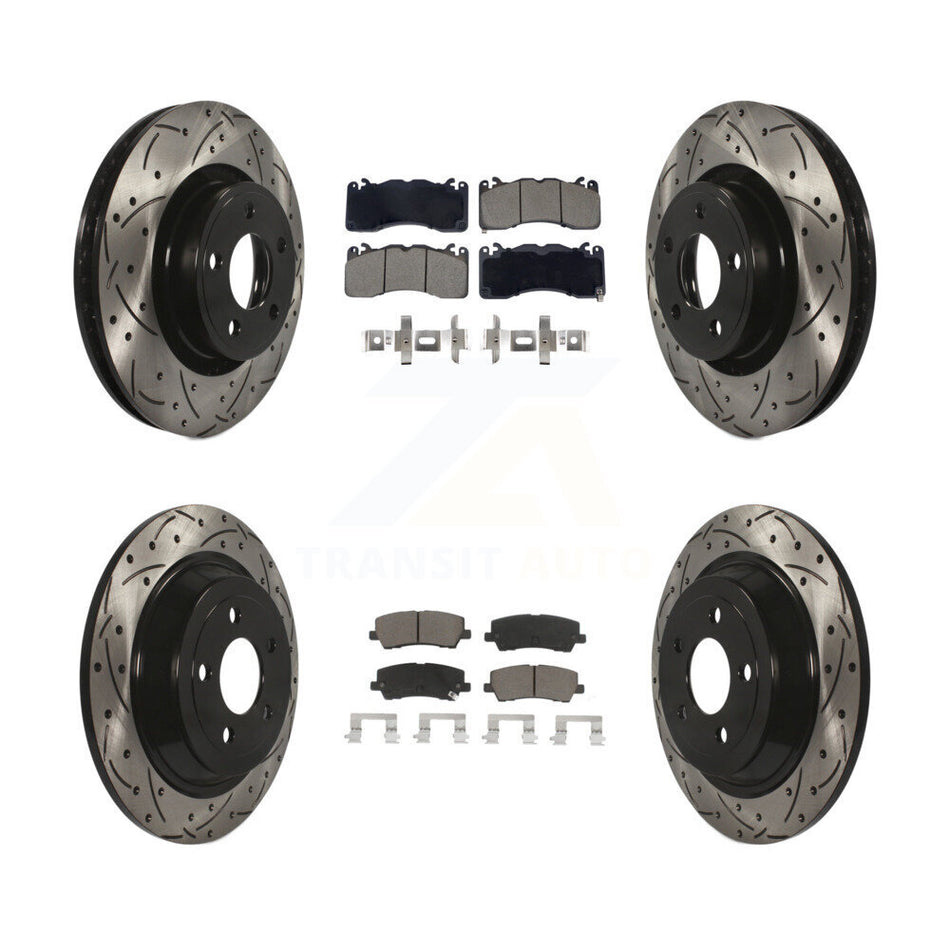 Front Rear Drill Slot Brake Rotors Ceramic Pad Kit For 15 Ford Mustang With Brembo Brakes KDC-101059