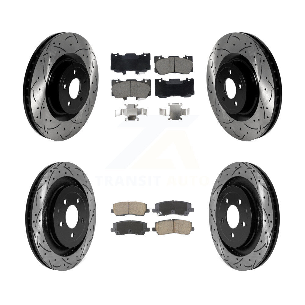 Front Rear Drill Slot Brake Rotors Ceramic Pad Kit For Ford Mustang Without Brembo Brakes KDC-101061