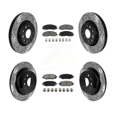 Front Rear Drilled Slot Brake Rotor & Ceramic Pad Kit For 2018-2020 Jeep Wrangler Rubicon KDC-101062