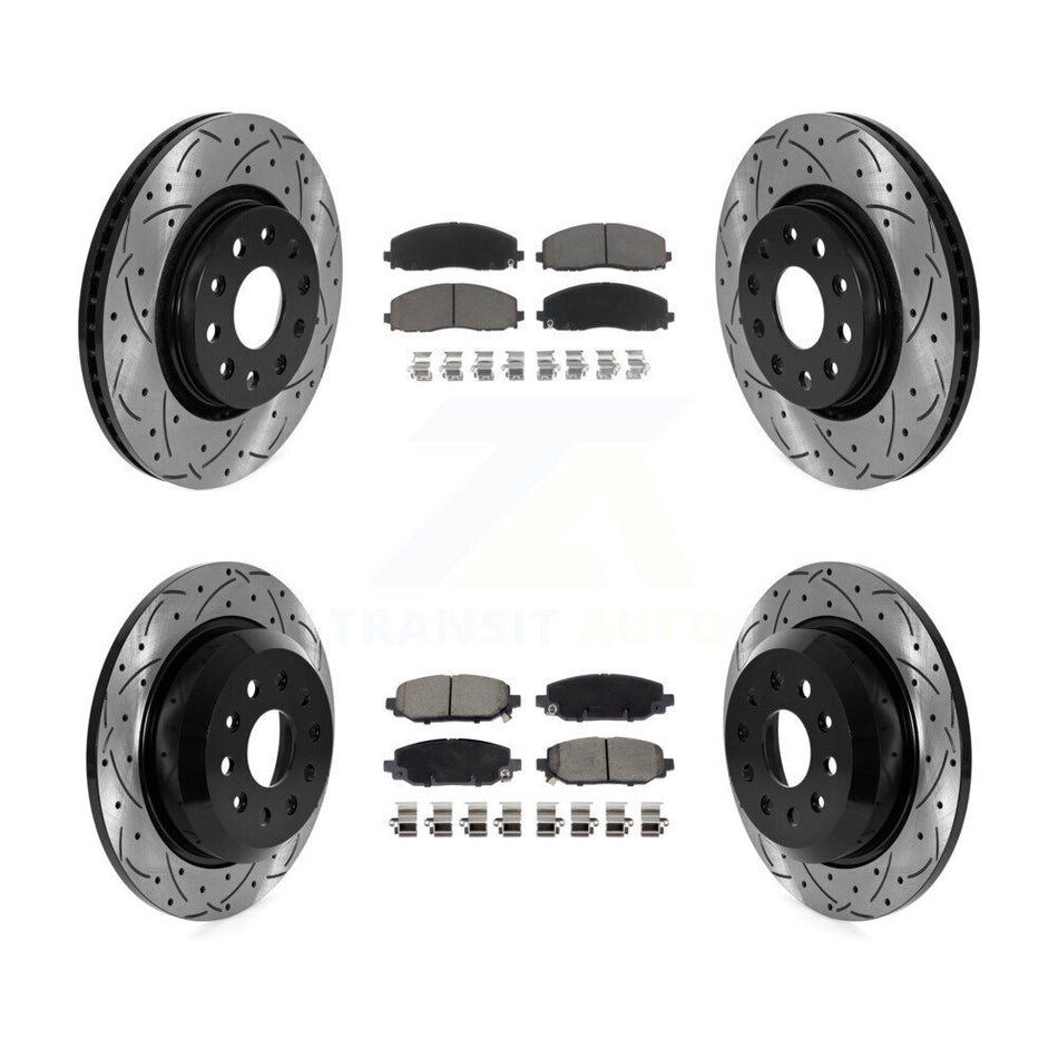 Front Rear Drilled Slot Brake Rotor & Ceramic Pad Kit For 2018-2020 Jeep Wrangler Rubicon KDC-101062