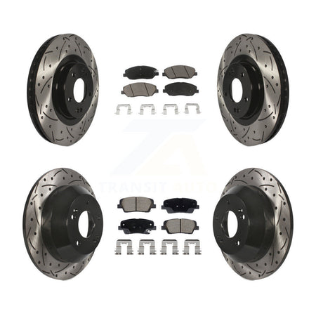 Front Rear Drill Slot Brake Rotors Ceramic Pad Kit For 2013-2016 Hyundai Santa Fe XL 3.3L KDC-101063