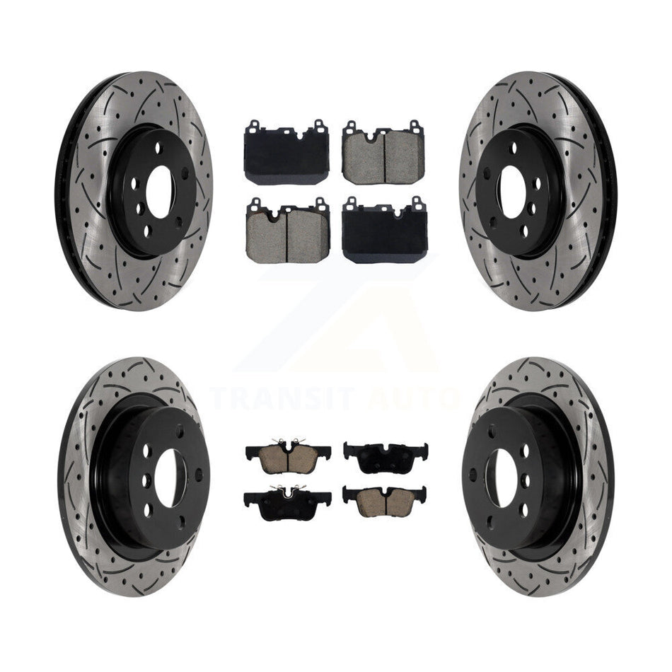 Front Rear Drilled Slot Brake Rotor & Ceramic Pad Kit For 2017-2020 Mini Cooper Clubman S KDC-101065