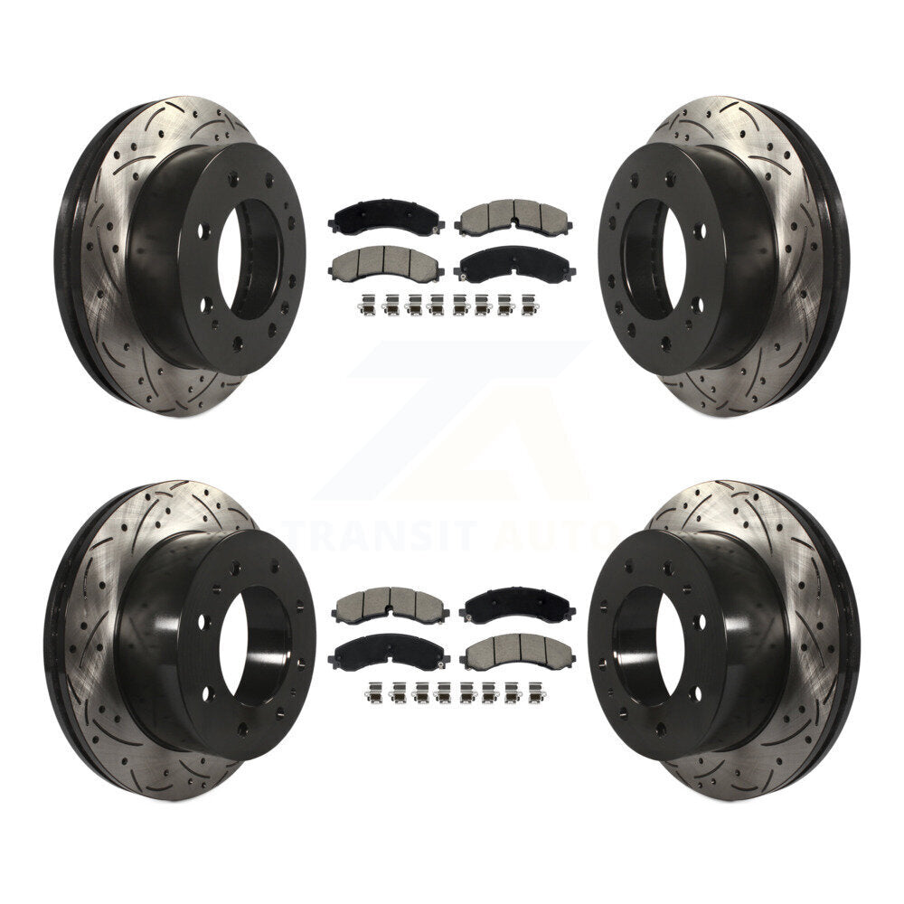 Front Rear Drilled Slot Brake Rotor Ceramic Pad Kit For GMC Chevrolet Sierra 2500 HD 3500 KDC-101069