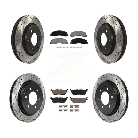 Front Rear Drill Slot Disc Brake Rotors Ceramic Pad Kit For Ford F-150 Expedition Lincoln KDC-101071