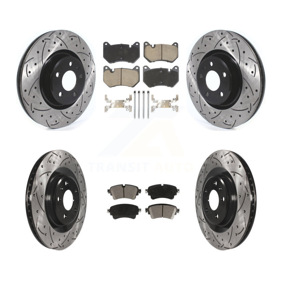 Front Rear Drilled Slot Brake Rotor Ceramic Pad Kit For 2018 Audi Q5 With Brembo Calipers KDC-101080