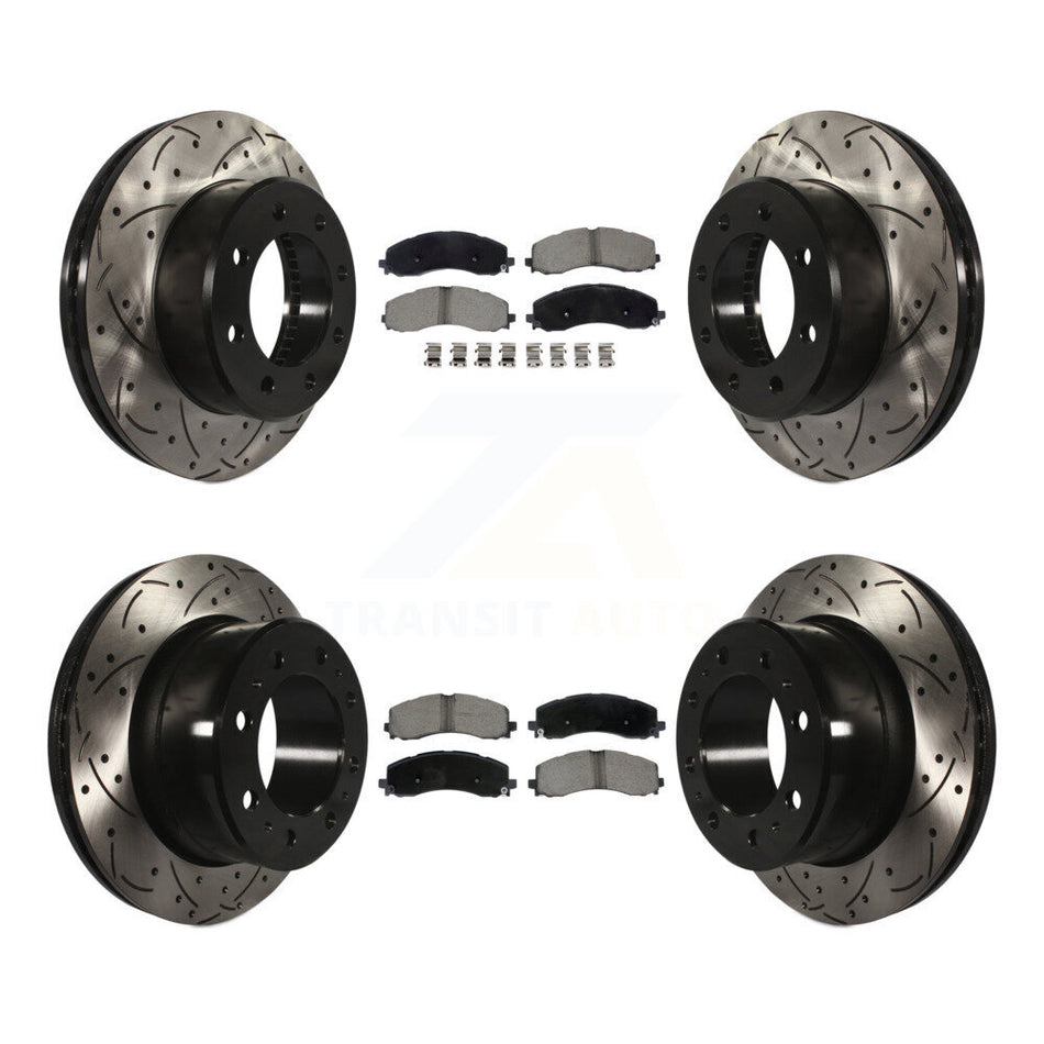 Front Rear Coated Drilled Slotted Disc Brake Rotors And Ceramic Pad Kit For Ram 2500 3500 KDC-101081