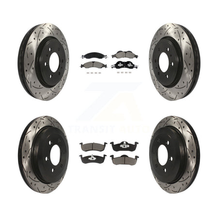 Front Rear Drilled Slot Brake Rotor Ceramic Pad Kit For Ford Expedition Lincoln Navigator KDC-101086