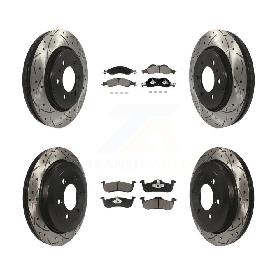 Front Rear Drilled Slot Brake Rotor Ceramic Pad Kit For Ford Expedition Lincoln Navigator KDC-101086