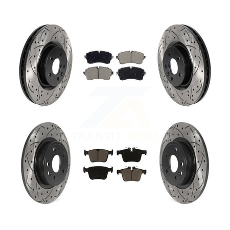 Front Rear Coated Drilled Slotted Disc Brake Rotors And Ceramic Pad Kit For Jaguar E-Pace KDC-101087