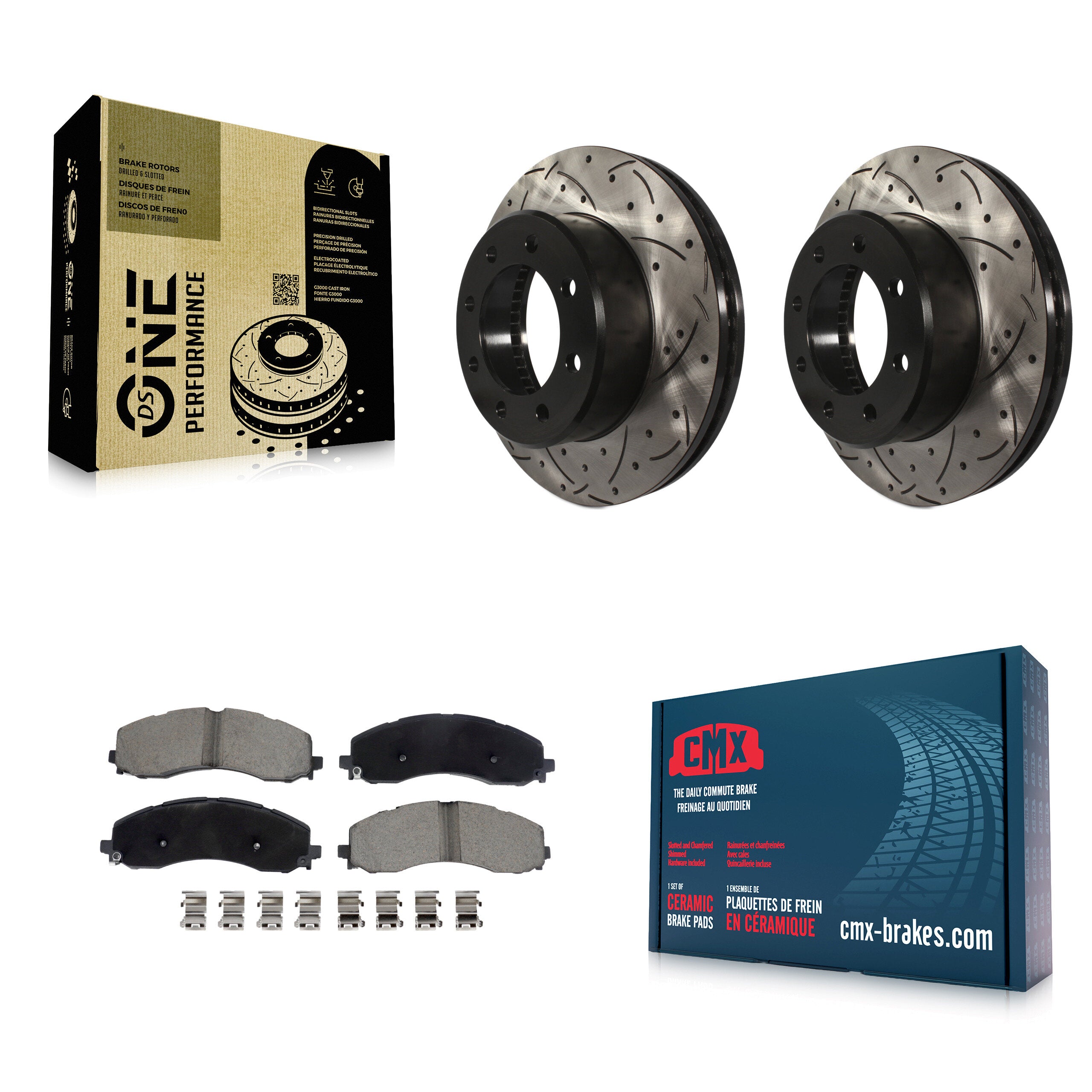 Front Coated Drilled Slotted Disc Brake Rotors And Ceramic Pads Kit For Ram 2500 3500 KDC-101088