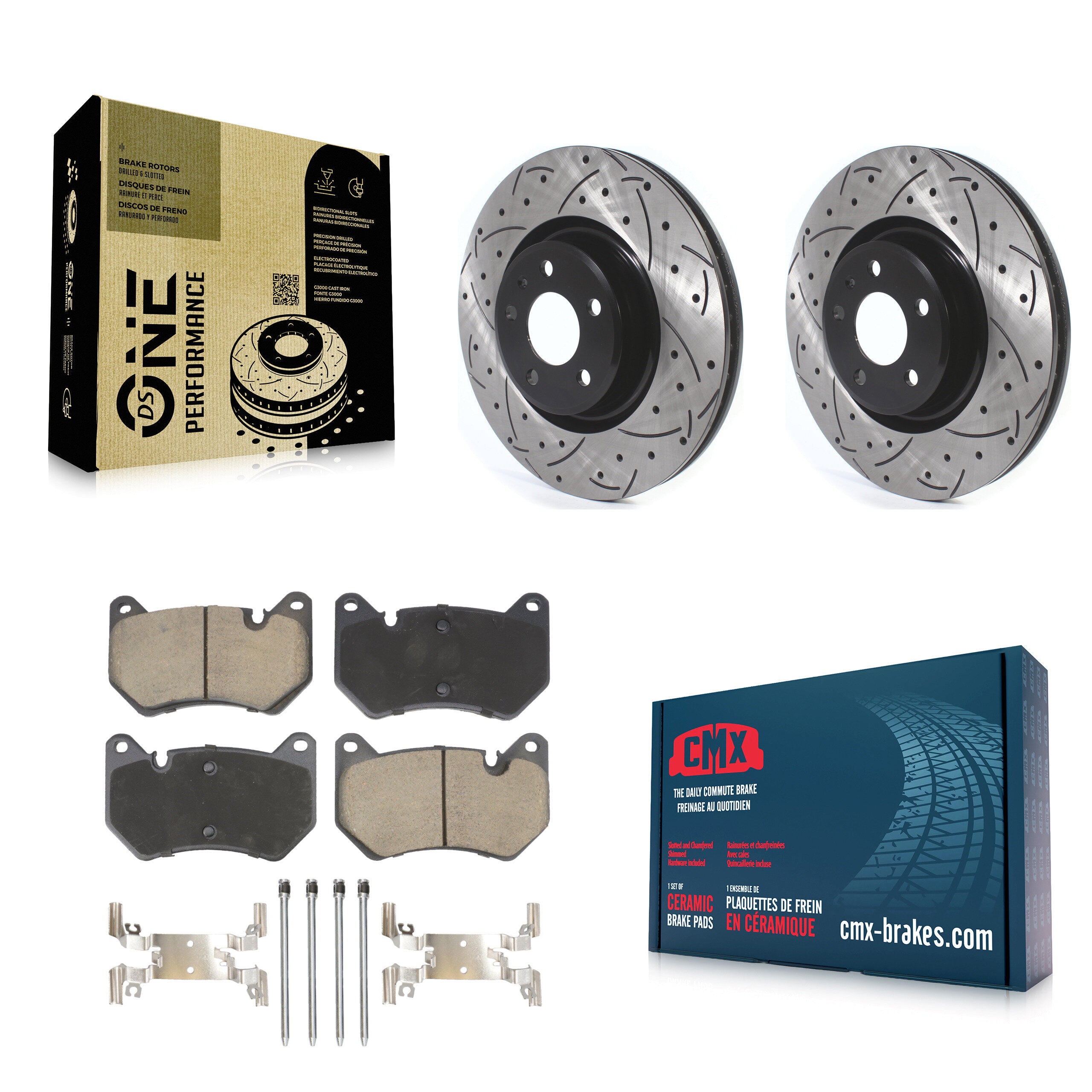 Front Coated Drilled Slotted Disc Brake Rotors And Ceramic Pads Kit For Audi Q5 Sportback KDC-101090