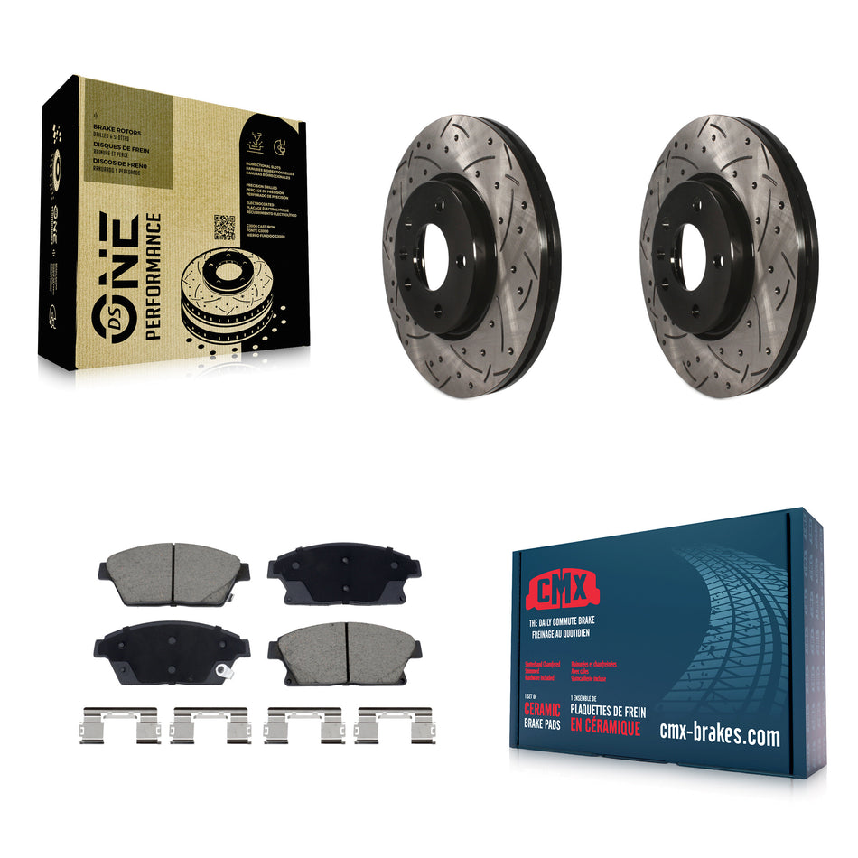 Front Drilled Slot Brake Rotor & Ceramic Pad Kit For Chevrolet Cruze Buick Verano Orlando KDC-101091