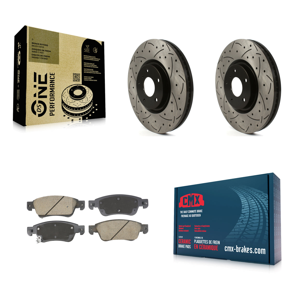 Front Coated Drilled Slotted Disc Brake Rotors & Ceramic Pad Kit For INFINITI G37 G35 Q60 KDC-101092