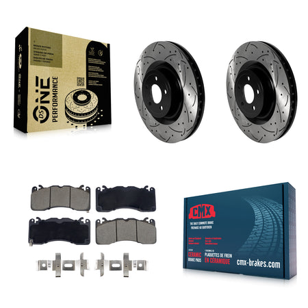 Front Coated Drilled Slotted Disc Brake Rotors And Ceramic Pads Kit For Ford Mustang KDC-101100