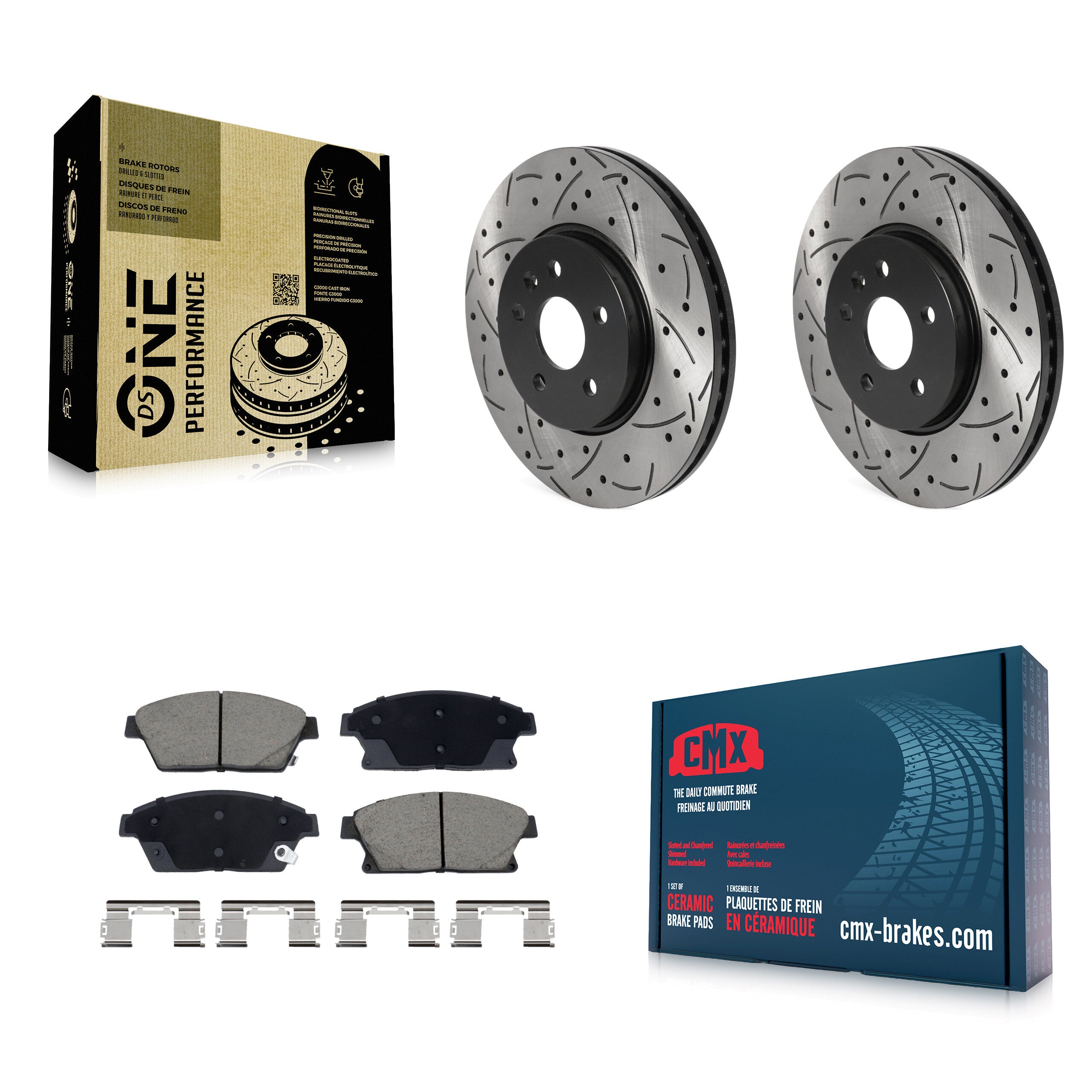 Front Drilled Slot Brake Rotors Ceramic Pad Kit For 2013-2017 Chevrolet Trax Buick Encore KDC-101104