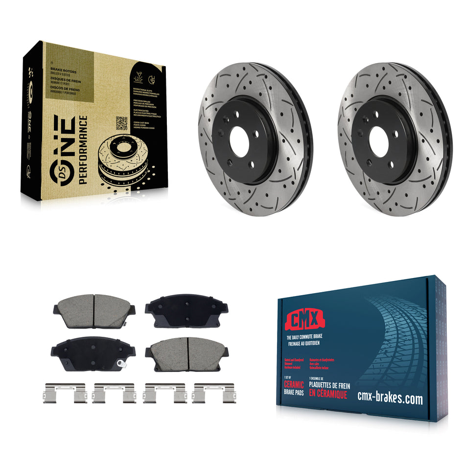 Front Drilled Slot Brake Rotors Ceramic Pad Kit For 2013-2017 Chevrolet Trax Buick Encore KDC-101104