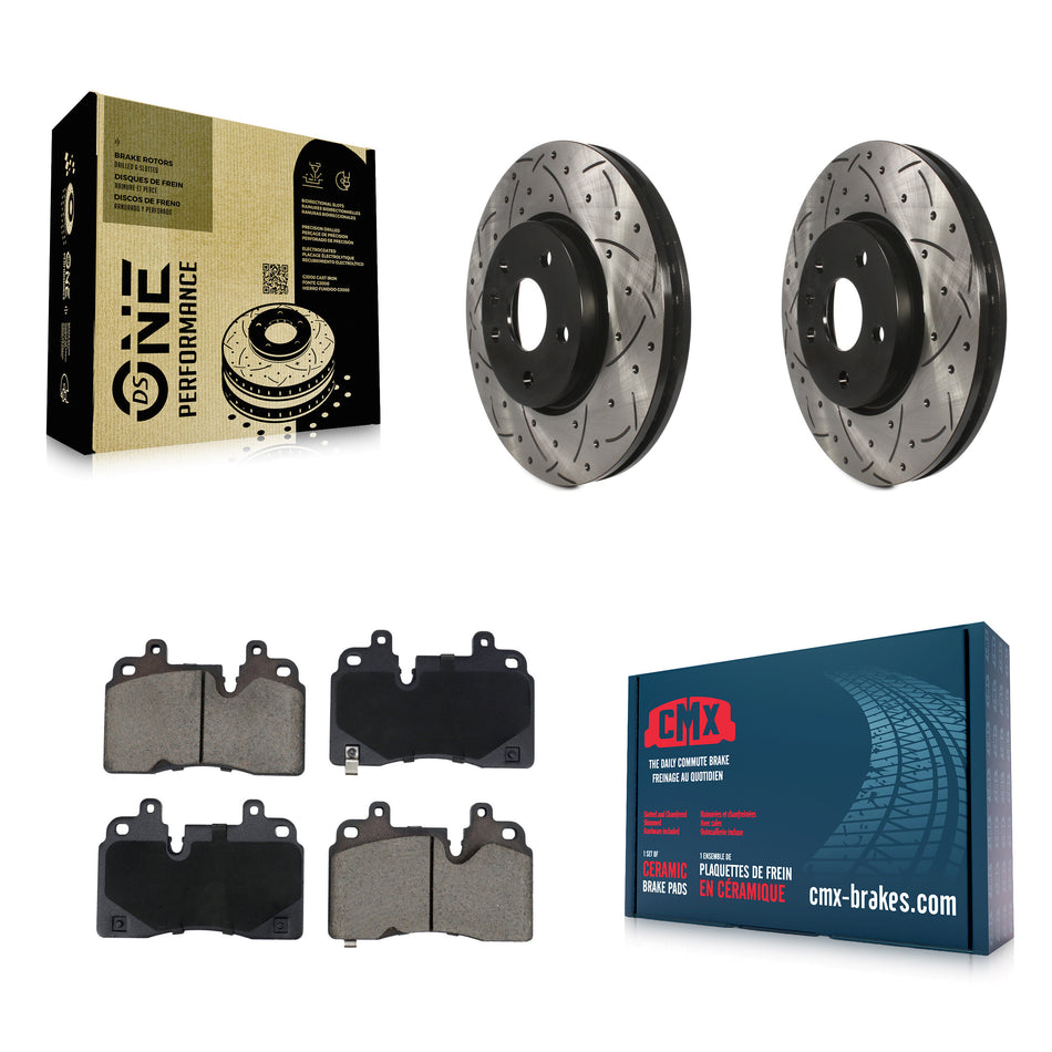 Front Coated Drilled Slotted Disc Brake Rotors And Ceramic Pad Kit For Chevrolet Corvette KDC-101105