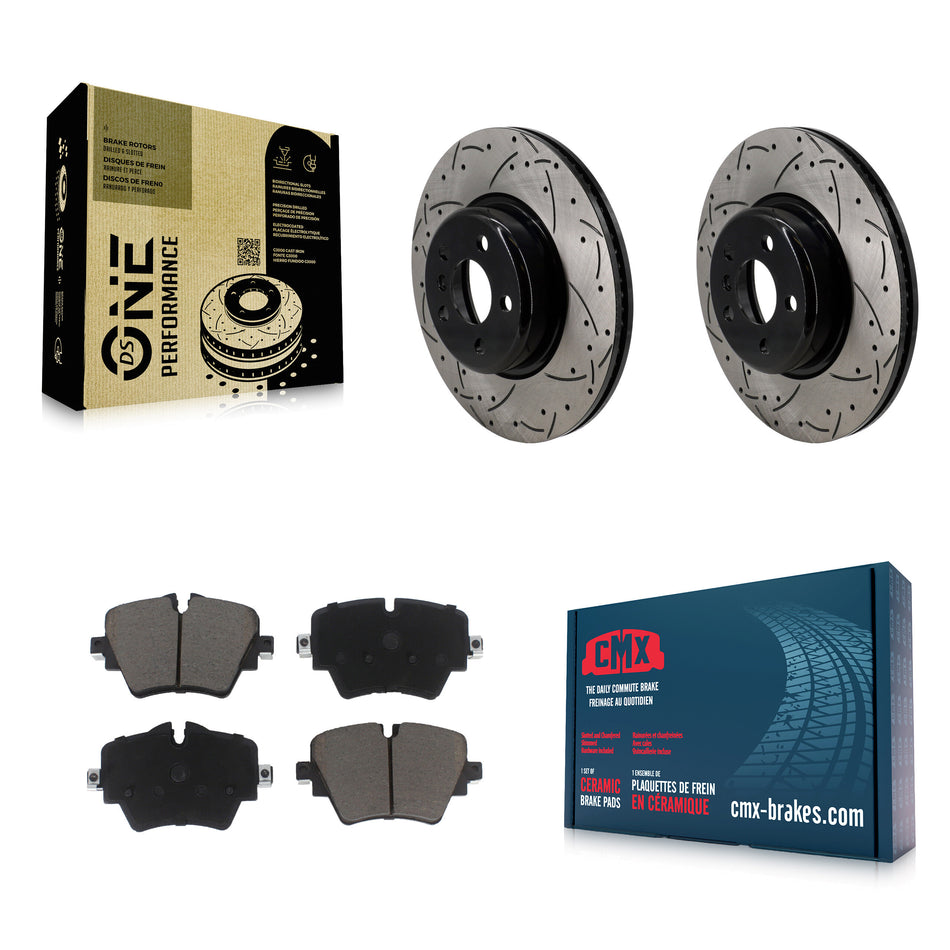 Front Drill Slot Brake Rotors Ceramic Pad Kit For BMW X3 330i xDrive X4 Z4 430i Toyota GR KDC-101112