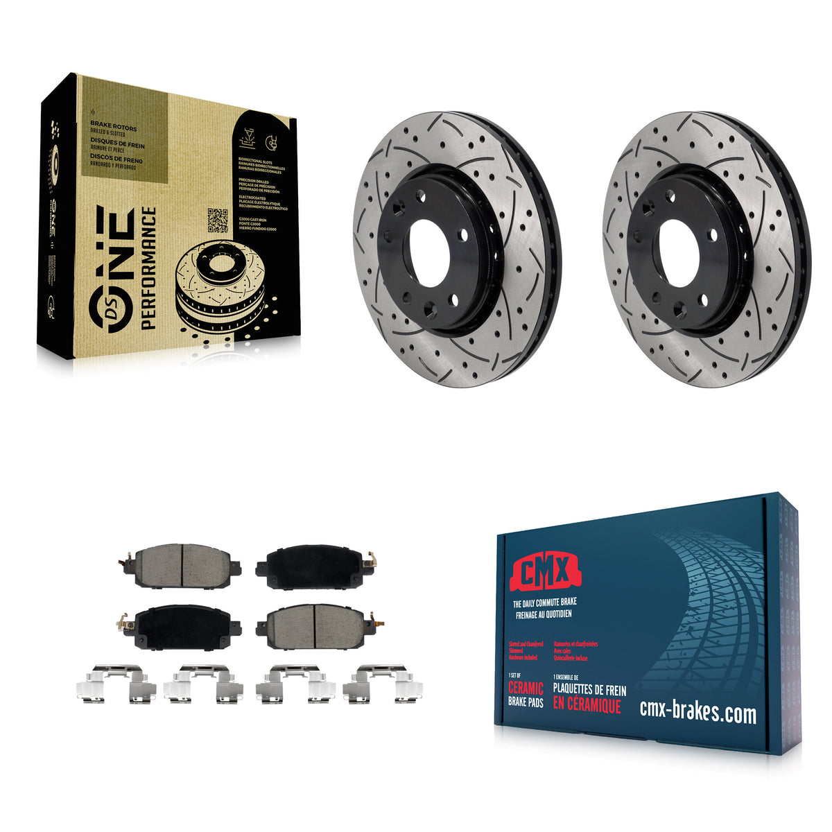 Front Coated Drilled Slotted Disc Brake Rotor And Ceramic Pad Kit For Nissan Kicks Sentra KDC-101113