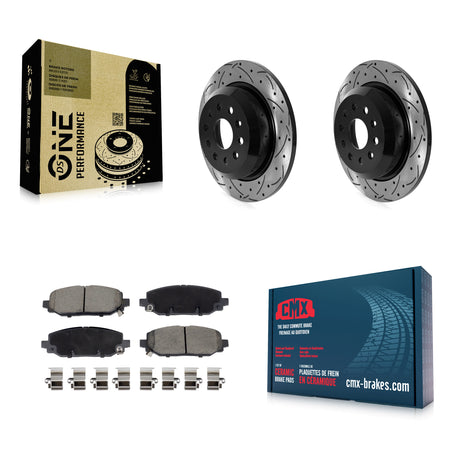 Rear Coat Drill Slot Disc Brake Rotor Ceramic Pad Kit For 2018-2020 Jeep Wrangler Rubicon KDC-101117