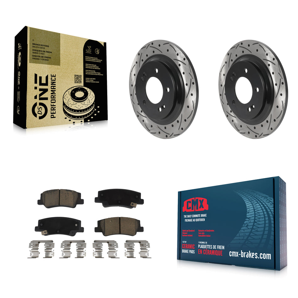Rear Coated Drill Slot Disc Brake Rotor Ceramic Pad Kit For Hyundai Sonata Kia Niro EV K5 KDC-101121