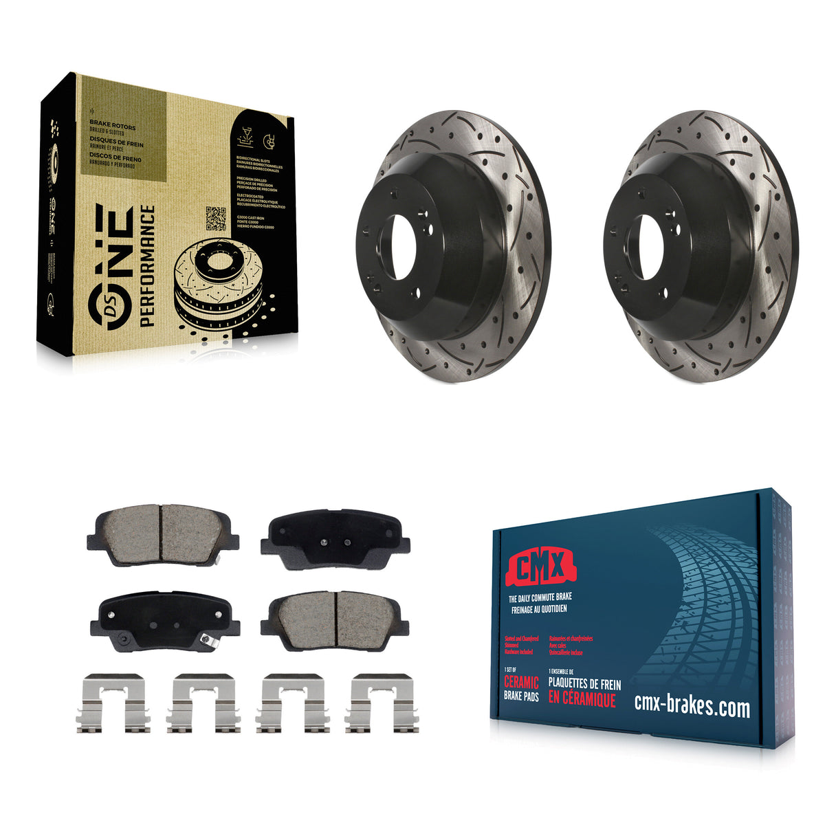Rear Drilled Slot Brake Rotor & Ceramic Pad Kit For Hyundai Santa Fe Sport Kia Sorento XL KDC-101125
