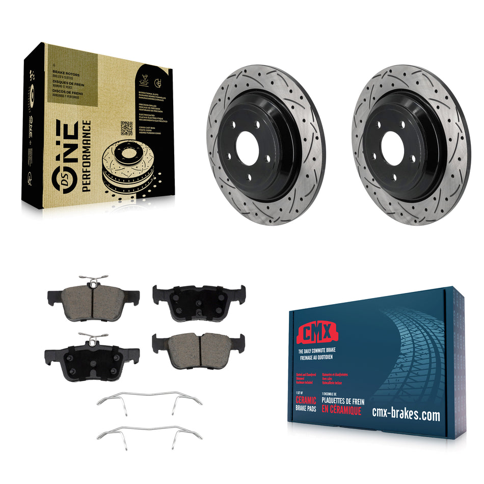 Rear Drill Slot Brake Rotors Ceramic Pad Kit For Ford Escape Bronco Sport Lincoln Corsair KDC-101128