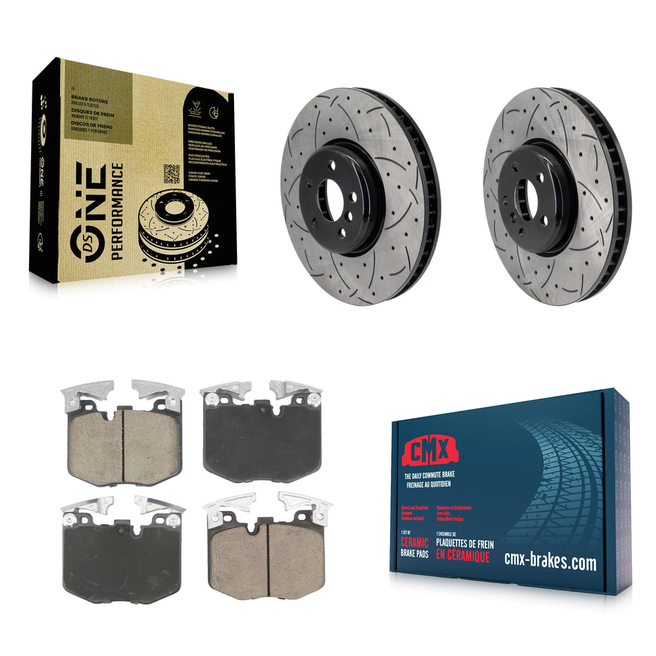 Front Drill Slot Brake Rotors Ceramic Pad Kit For BMW 330i xDrive X5 530i Toyota GR Supra KDC-101130