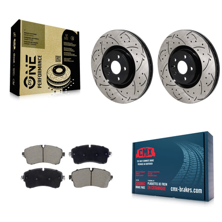 Front Drilled Slot Brake Rotors Ceramic Pad Kit For Land Rover Range Evoque Jaguar E-Pace KDC-101140