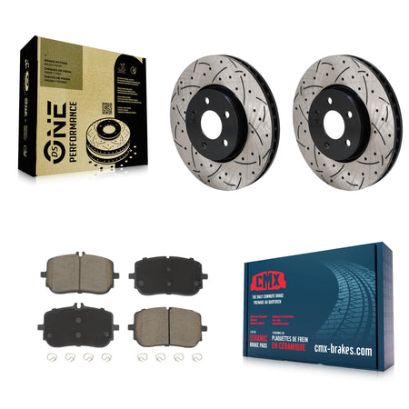 Front Coated Drilled Slot Disc Brake Rotors Ceramic Pad Kit For Mercedes-Benz A220 CLA250 KDC-101146