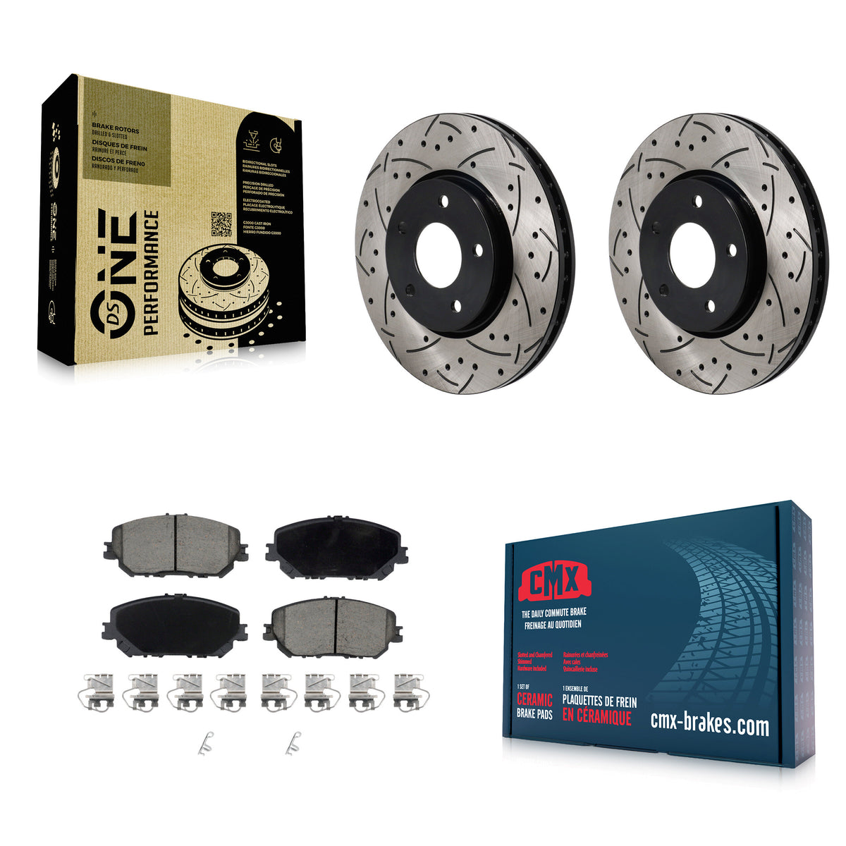 Front Coated Drilled Slotted Disc Brake Rotors And Ceramic Pads Kit For Nissan Rogue KDC-101149