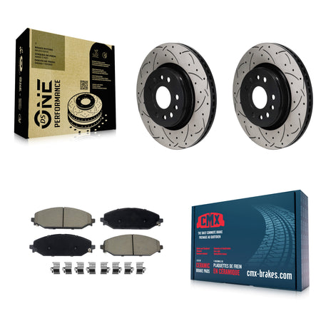 Front Coat Drill Slot Disc Brake Rotor Ceramic Pad Kit For Ram 1500 Jeep Wagoneer Grand L KDC-101152