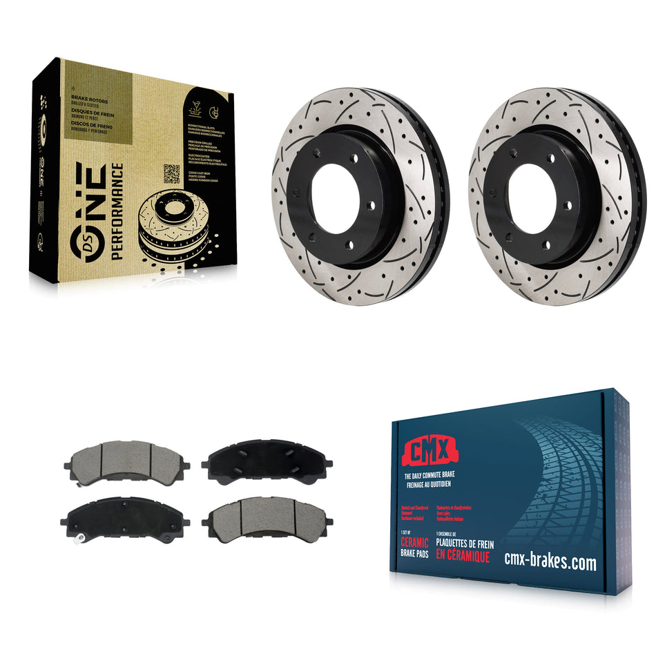 Front Coated Drilled Slotted Disc Brake Rotors And Ceramic Pad Kit For Ford Ranger Bronco KDC-101158
