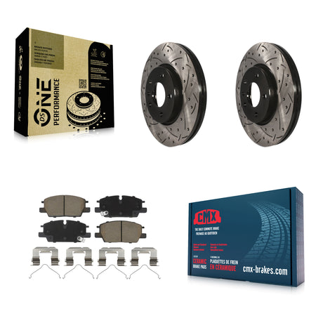 Front Drilled Slot Brake Rotor & Ceramic Pad Kit For Chevrolet Equinox GMC Terrain Malibu KDC-101170