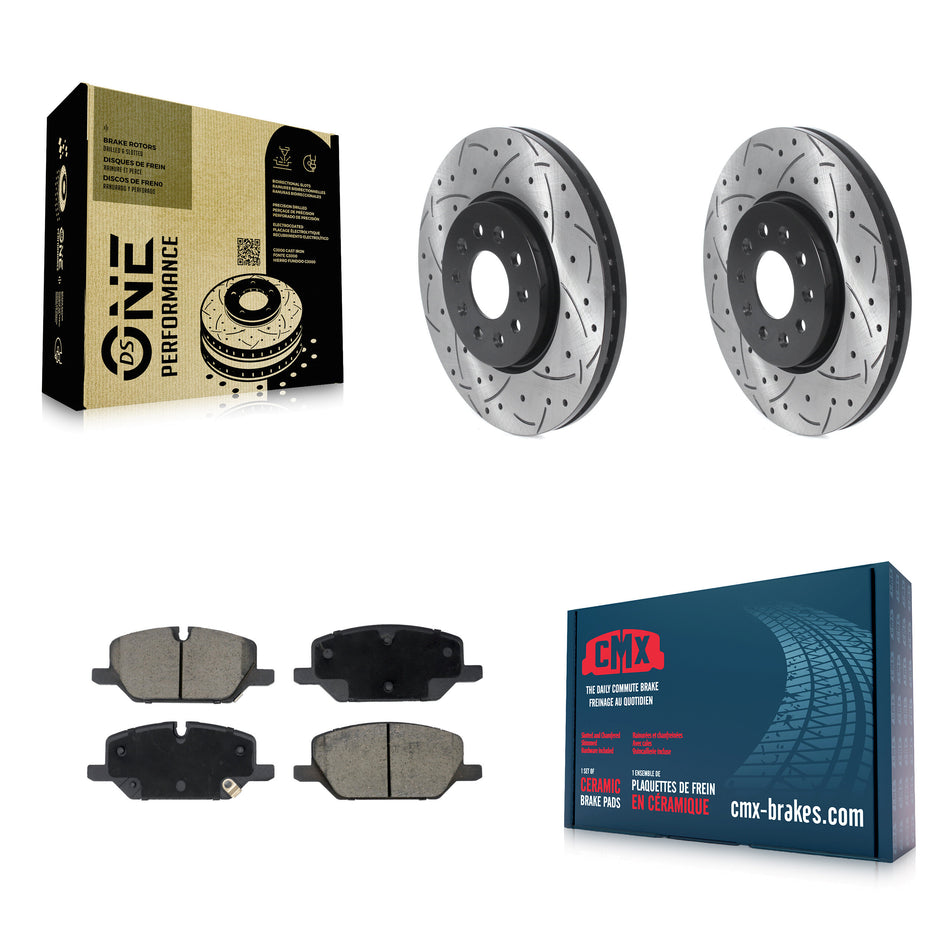 Front Coat Drill Slot Disc Brake Rotors Ceramic Pad Kit For Chevrolet Equinox GMC Terrain KDC-101171