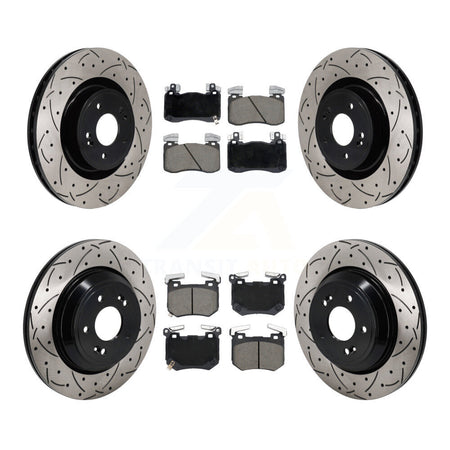 Front Rear Coated Drilled Slot Disc Brake Rotor Ceramic Pad Kit For 2022 Genesis G70 3.3L KDC-101182
