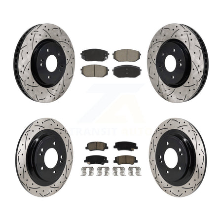 Front Rear Drilled Slot Disc Brake Rotors Ceramic Pad Kit For Hyundai Tucson Kia Sportage KDC-101183