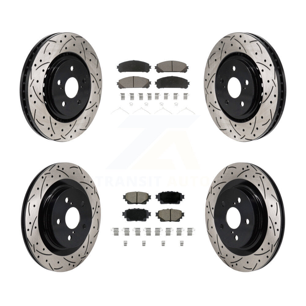 Front Rear Drill Slot Brake Rotor Ceramic Pad Kit For Toyota Sienna RAV4 Prime bZ4X Lexus KDC-101186