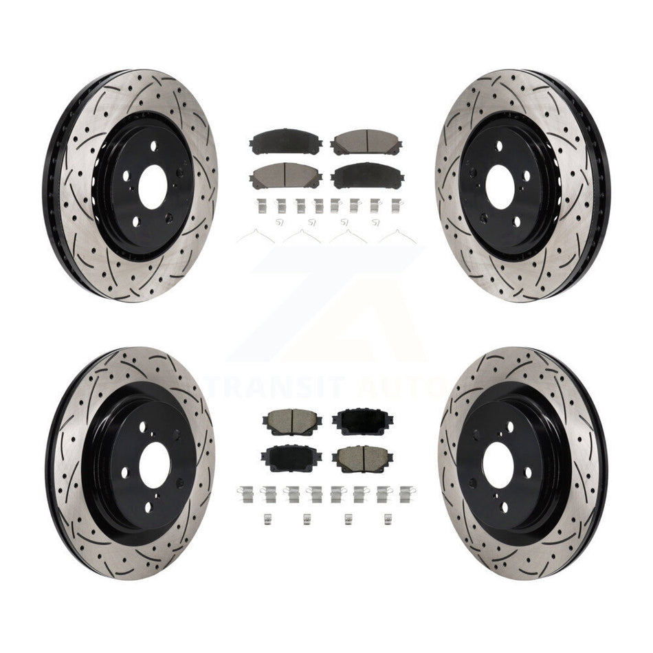 Front Rear Drill Slot Brake Rotor Ceramic Pad Kit For Toyota Sienna RAV4 Prime bZ4X Lexus KDC-101186