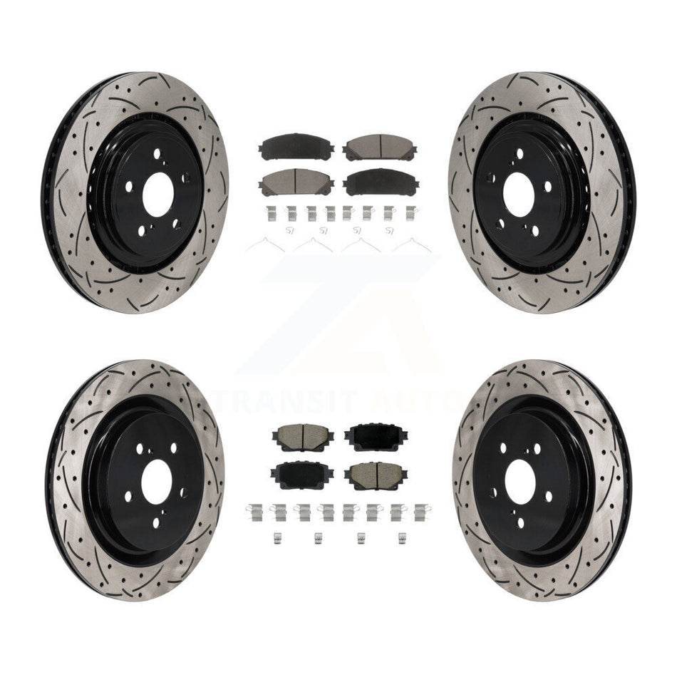Front Rear Drilled Slot Disc Brake Rotors Ceramic Pad Kit For 2020-2022 Toyota Highlander KDC-101187