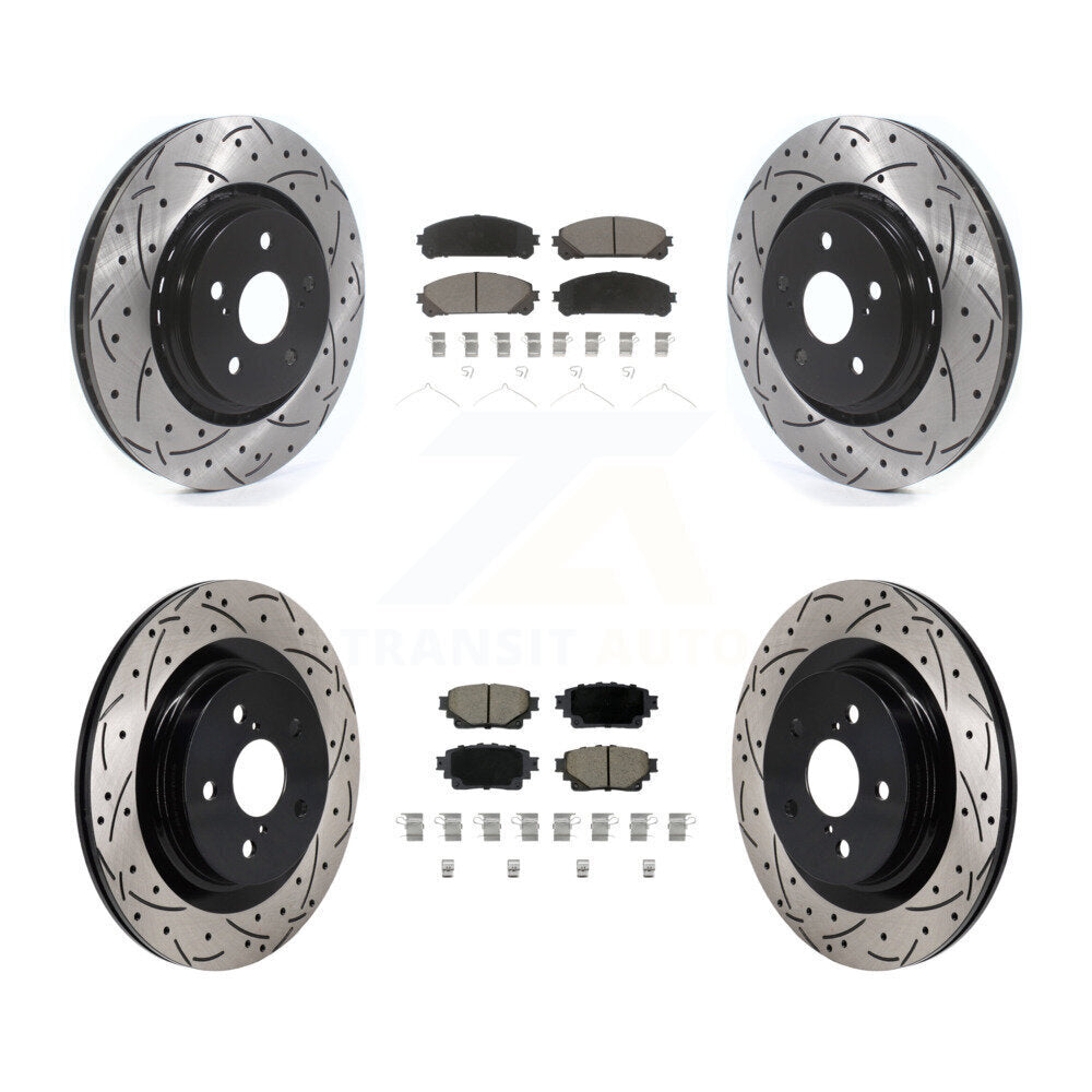 Front Rear Drilled Slot Brake Rotor & Ceramic Pad Kit For Lexus NX350h NX350 NX250 Toyota KDC-101188