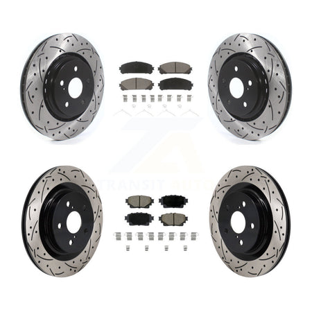 Front Rear Drilled Slot Brake Rotor & Ceramic Pad Kit For Lexus NX350h NX350 NX250 Toyota KDC-101188
