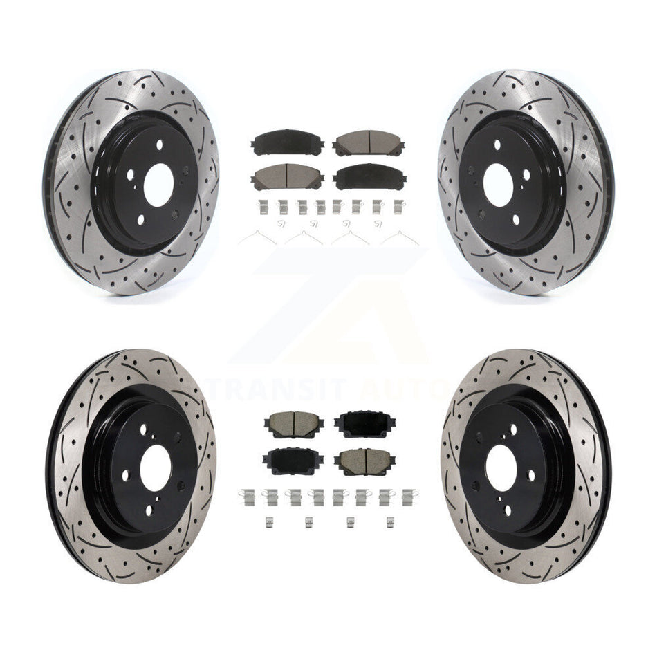 Front Rear Drilled Slot Brake Rotor & Ceramic Pad Kit For Lexus NX350h NX350 NX250 Toyota KDC-101188