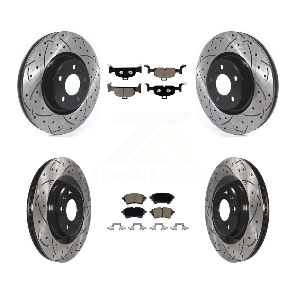 Front Rear Drilled Slot Brake Rotor & Ceramic Pad Kit For Audi A5 Sportback Quattro A4 A6 KDC-101190