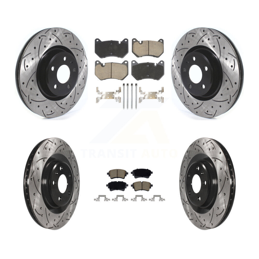 Front Rear Coated Drilled Slotted Disc Brake Rotors Ceramic Pad Kit For Audi Q5 Sportback KDC-101191