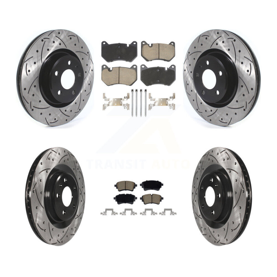 Front Rear Coated Drilled Slotted Disc Brake Rotors Ceramic Pad Kit For Audi Q5 Sportback KDC-101191