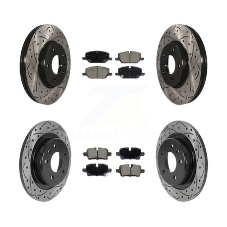Front Rear Coated Drilled Slotted Disc Brake Rotors And Ceramic Pads Kit For GMC Terrain KDC-101195